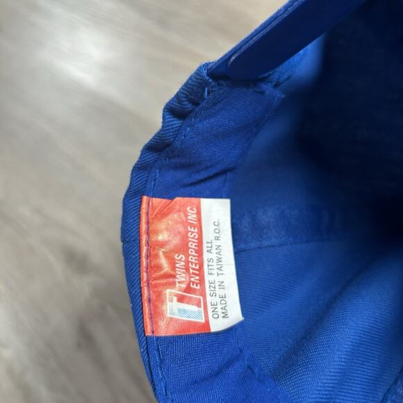 Vintage Kansas Jayhawks Snapback Hat Twins Enterprise Blue Cap - Picture 4 of 9